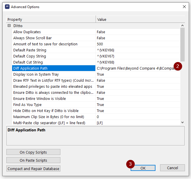 Setting diff tool in Ditto